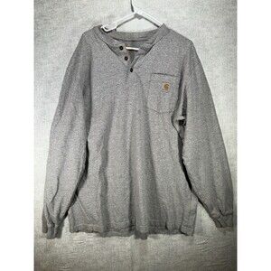 CARHARTT Men's Long Sleeve 3 Button Henley Shirt XL-Tall K128 Grey Original Fit